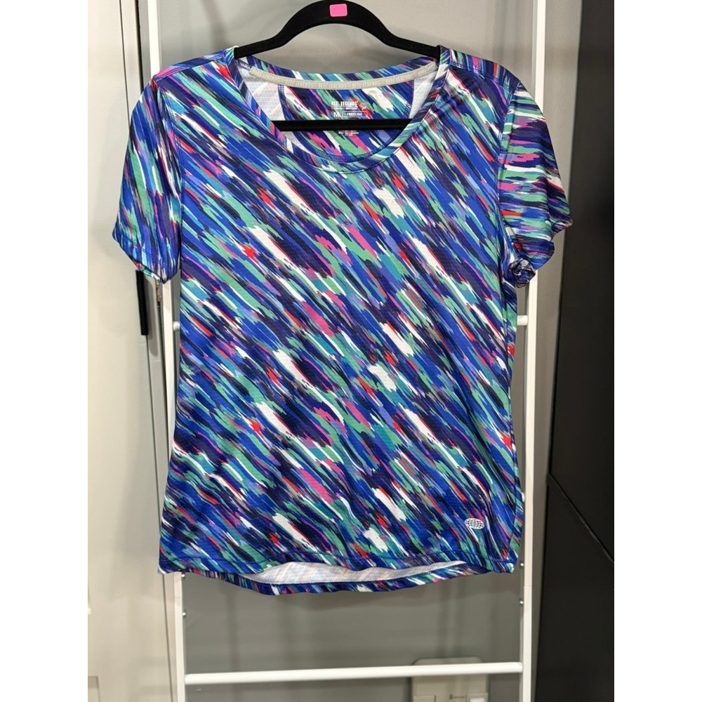 Reel Legends Freeline Performance Tee Blue Multi Abstract Short Sleeve Shirt‎ M